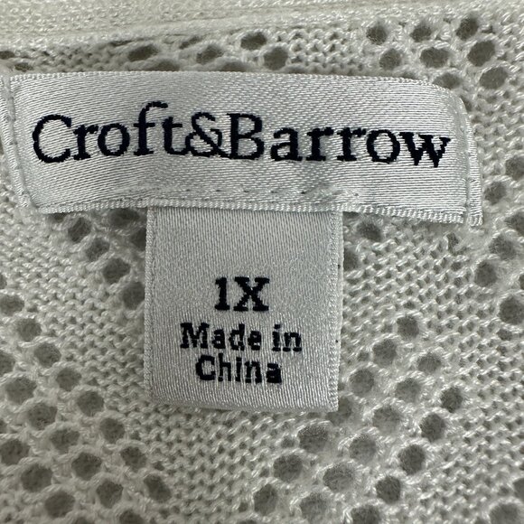 Croft and Barrow Womens Open Front Cardigan 1X White Textured Knit - Picture 4 of 6